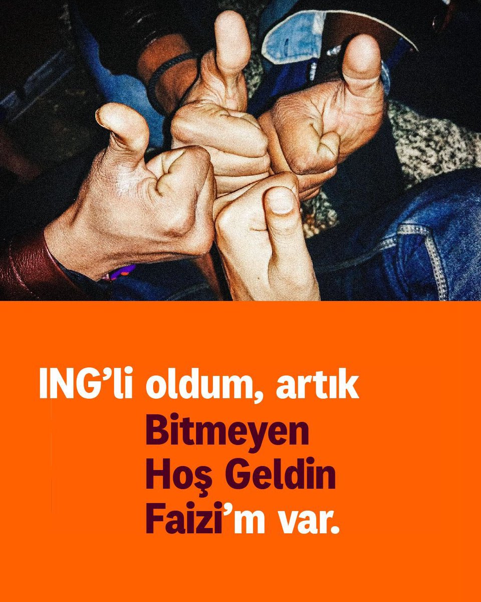 Turuncu Hesap size Bitmeyen Hoş Geldin Faizi’yle kazandırır. Birikimleriniz %51 güncel Hoş Geldin Faizi’yle değerlenir. 😎

ING’li olanlar Bitmeyen Hoş Geldin Faizi’ni zaten biliyor. Biri ING’li olmayanlara haber verebilir mi? 📣