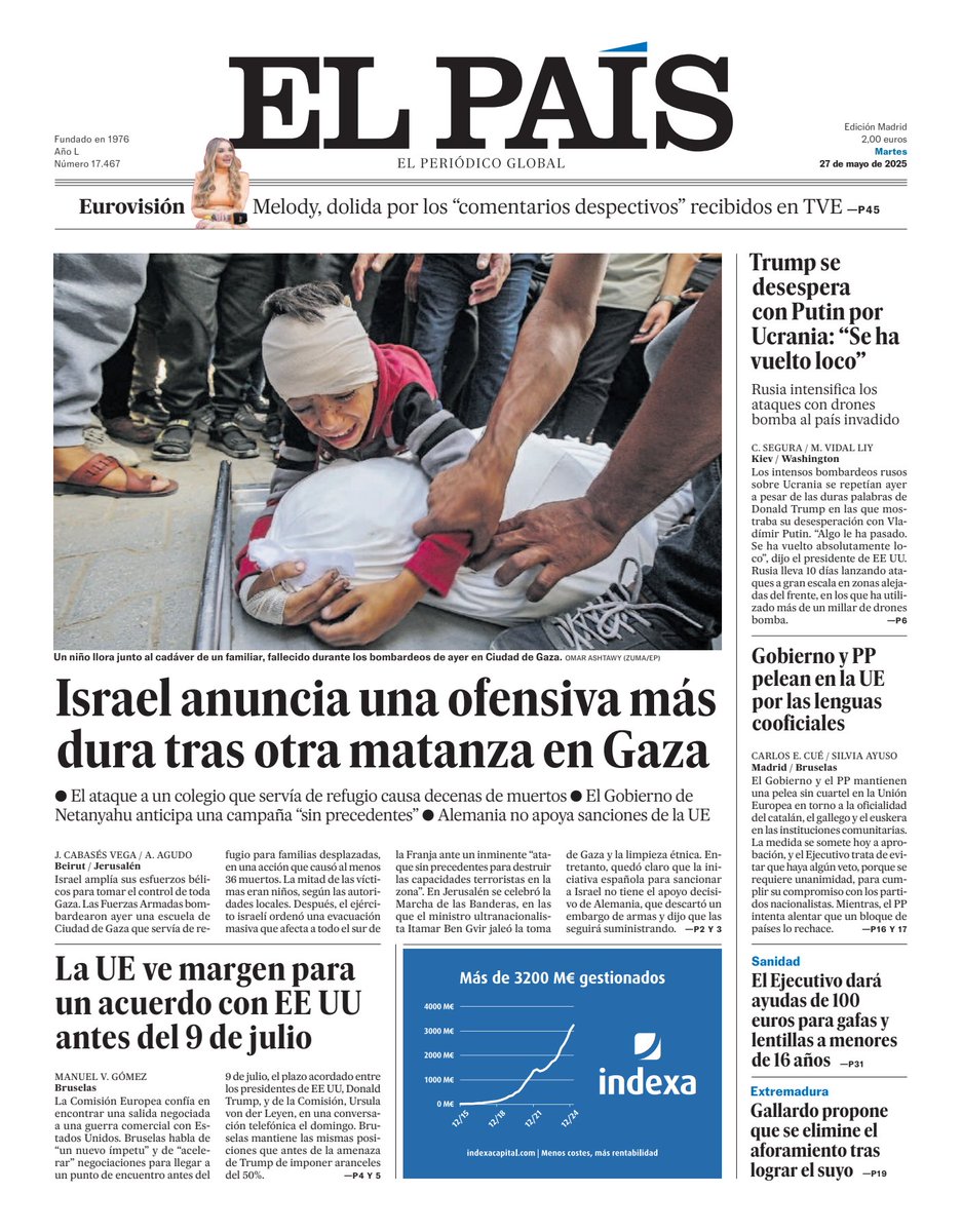 Excelente Martes!!! Comparto las #PortadasdelMundo con las #NoticiasInternacionales más destacadas de hoy 27 de Mayo del 2025.