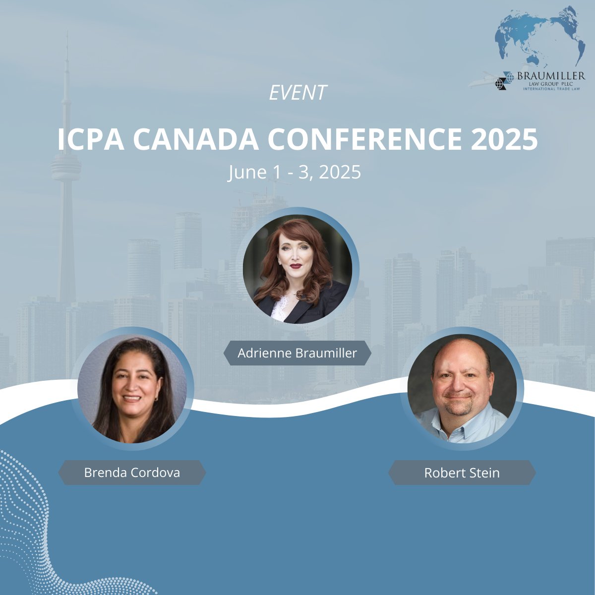 Next week, we're headed to Toronto for the ICPA Canada Conference. 

Adrienne Braumiller, Brenda Cordova, and Robert Stein will be presenting on a range of timely trade topics, from forced labor regulations to doing business in Mexico and e-commerce/Section 321 updates.