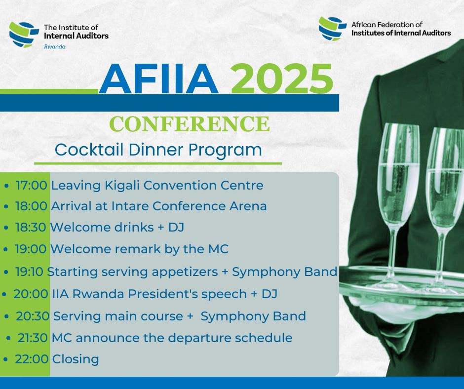 The 11th AFIIA CONFERENCE 2025-Cocktail Dinner Program 
#AFIIA2025 #GovernanceForum #AFIIA2025RWANDA #KigaliConventionCentre #IIARwanda
<a href="/AFIIA_AFRICA/">AFIIA_AFRICA</a>