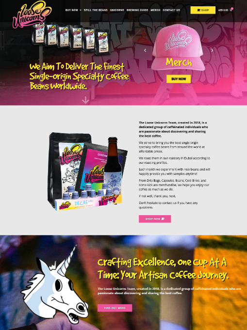 Delighted to showcase the website I previously designed for Loose Unicorns, a top Middle Eastern coffee bean supplier! 

Visit: looseunicorns.com

Ready to launch your own site? Let’s connect and make it happen!