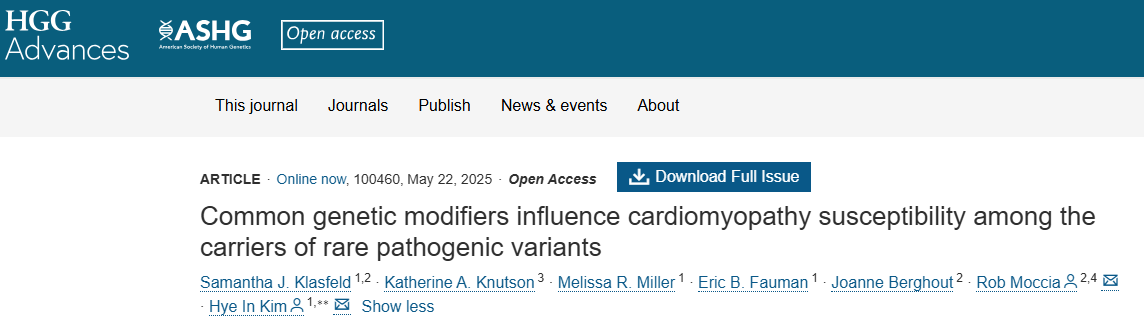 Human Genetics and Genomics Advances (@hggadvances) on Twitter photo 📣New from <a href="/SJK314/">Samantha Klasfeld -- open to work</a> & co!
📄Common genetic modifiers influence #cardiomyopathy susceptibility among the carriers of rare pathogenic variants
👉tinyurl.com/2rsbzphf 📣New from <a href="/SJK314/">Samantha Klasfeld -- open to work</a> & co!
📄Common genetic modifiers influence #cardiomyopathy susceptibility among the carriers of rare pathogenic variants
👉tinyurl.com/2rsbzphf