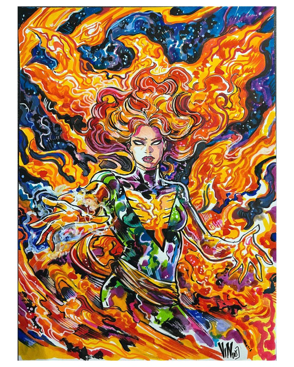 Phoenix! A sketch color commission done in artist alley at Arf