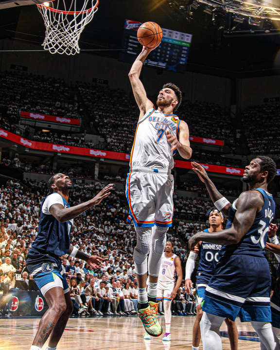 OKC'S STAR TRIO BRINGS THUNDER TO BRINK OF FINALS BERTH

Eyeing a 3-1 series lead to move within a game of its first Finals appearance in over a decade, OKC’s star trio played as one.

Shai Gilgeous-Alexander dropped a Playoff career-high 40 points along with 9 boards and 10