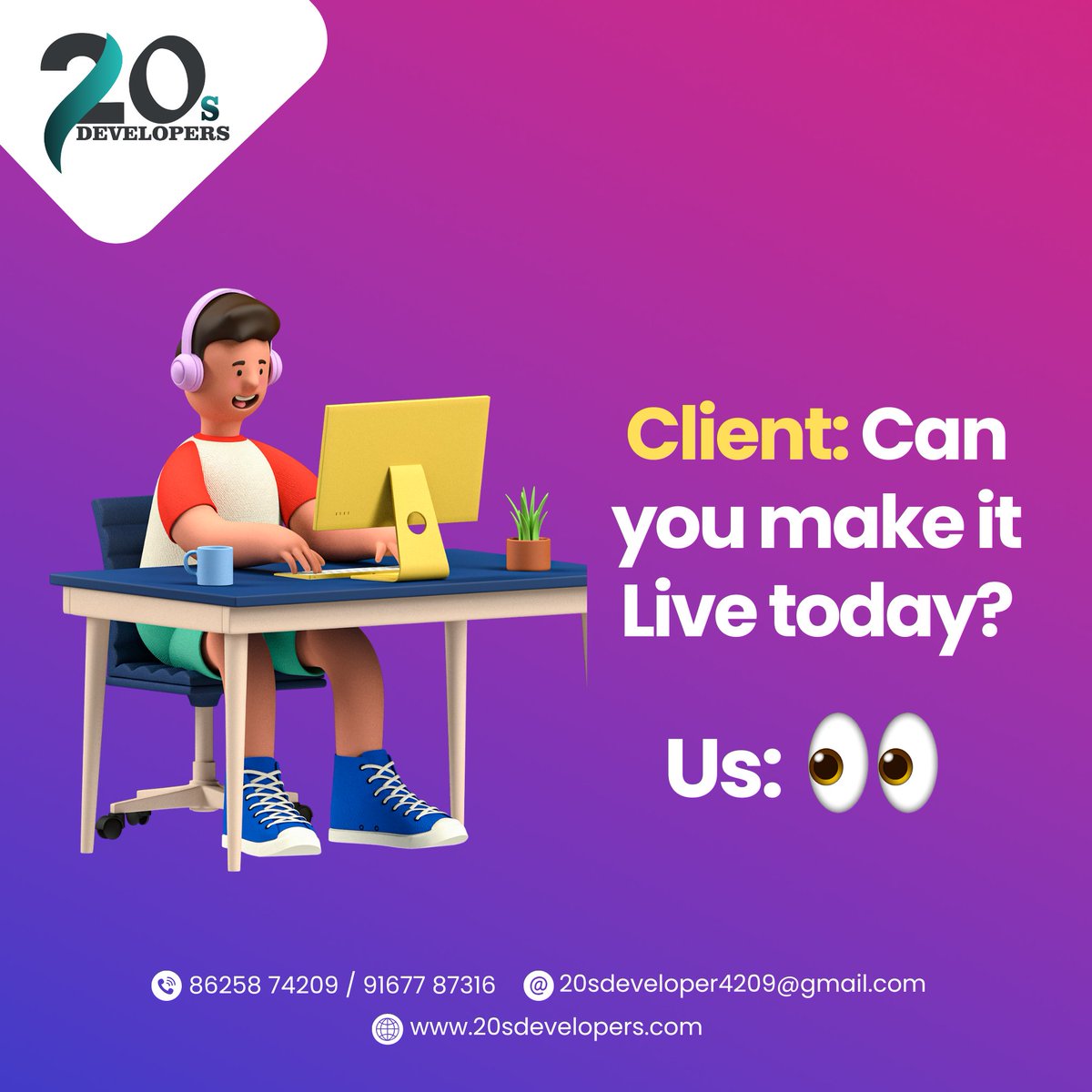 20sDevelopers's tweet image. Client: Can you deploy it today?
Developer: Code compiles... soul doesn’t.
But hey — we still deliver.

Let’s build something solid.

We don’t just launch websites and apps; we build digital experiences that last.

#QualityOverSpeed #UIUXDesign