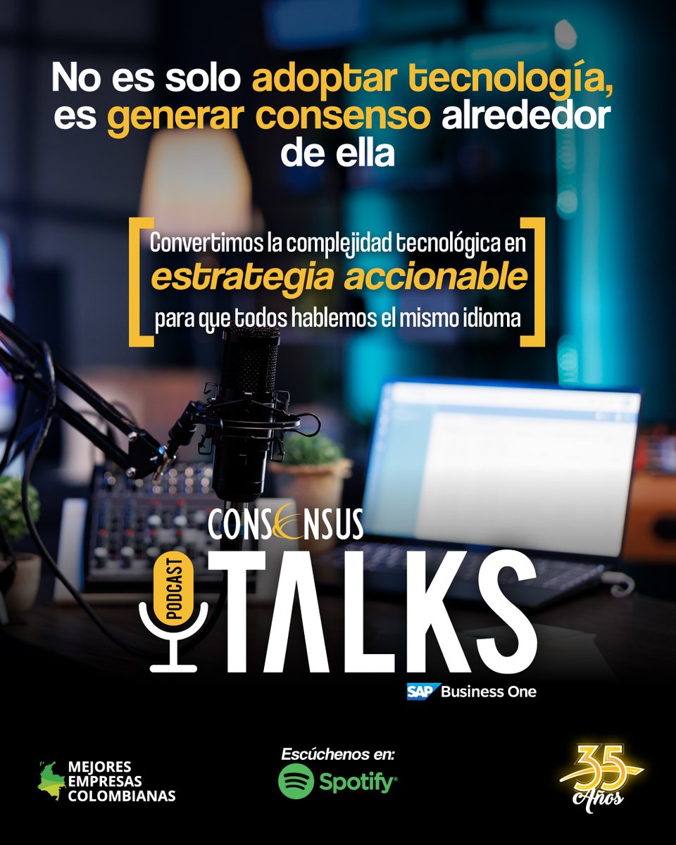 🎙️¡Ya está disponible nuestro podcast “Consensus Talks”!
Nuestro propósito es claro: Impulsar a empresas en crecimiento con conocimiento práctico y tecnología confiable, para seguir construyendo país desde cada rincón empresarial.
▶Escúchelo en Spotify🔗hubs.la/Q03p7NSF0