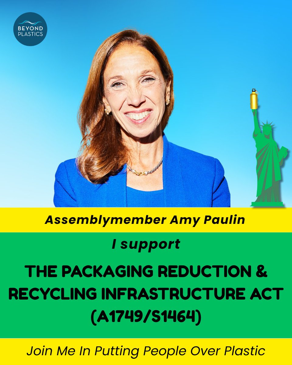Beyond Plastics (@plasticsbeyond) on Twitter photo We're grateful to <a href="/AmyPaulin/">Assemblywoman Amy Paulin</a> for putting people over plastic in New York by co-sponsoring A1749, the Packaging Reduction & Recycling Infrastructure Act to reduce single-use packaging by 30%.
<a href="/CarlHeastieNY/">NYAssemblySpeakerHeastie</a>, please bring this bill to the floor for a vote. We're grateful to <a href="/AmyPaulin/">Assemblywoman Amy Paulin</a> for putting people over plastic in New York by co-sponsoring A1749, the Packaging Reduction & Recycling Infrastructure Act to reduce single-use packaging by 30%.
<a href="/CarlHeastieNY/">NYAssemblySpeakerHeastie</a>, please bring this bill to the floor for a vote.