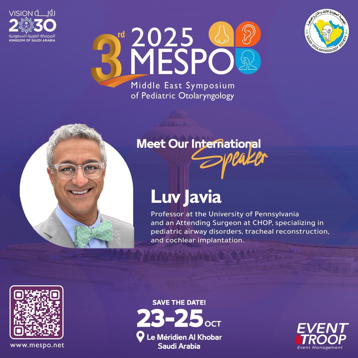 Straight from CHOP to MESPO 2025

A Professor at the University of Pennsylvania, Dr. Luv Javia is internationally recognized for his work in tracheal reconstruction, cochlear implantation, and managing complex pediatric airway disorders

🔗
mespo.net

#airway #CHOP