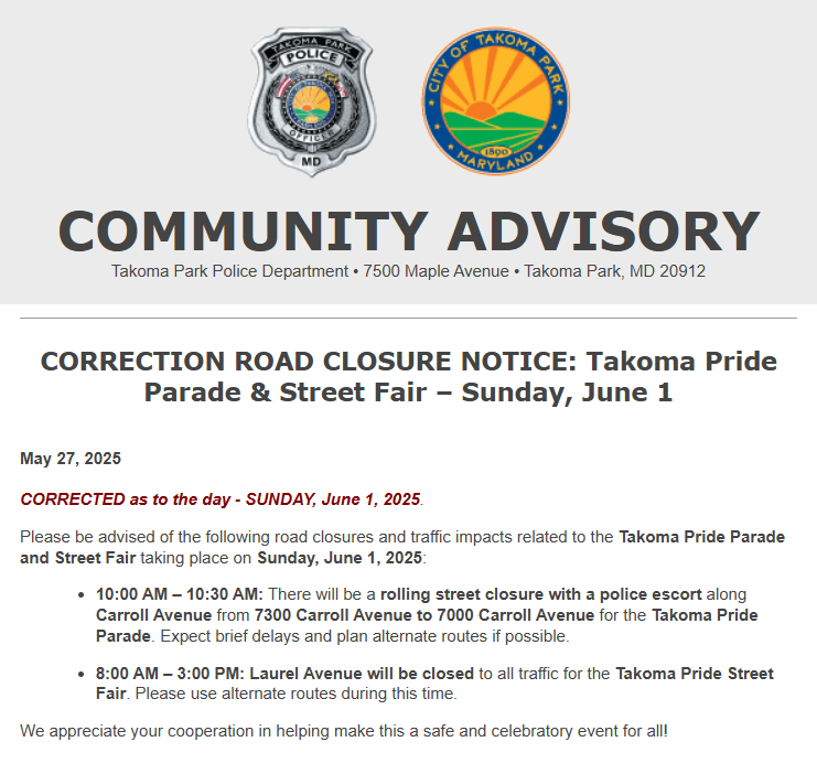 Takoma Park Police (@takomaparkpd) on Twitter photo 