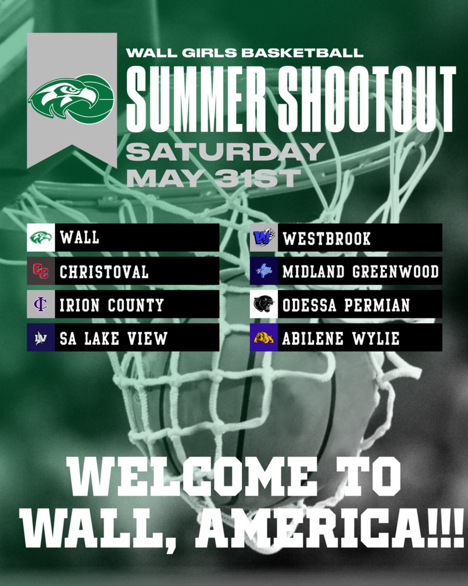 Wall Summer Shootout on May 31st
Lots of great teams coming to Wall, TX! Going to be a great day for hoops.