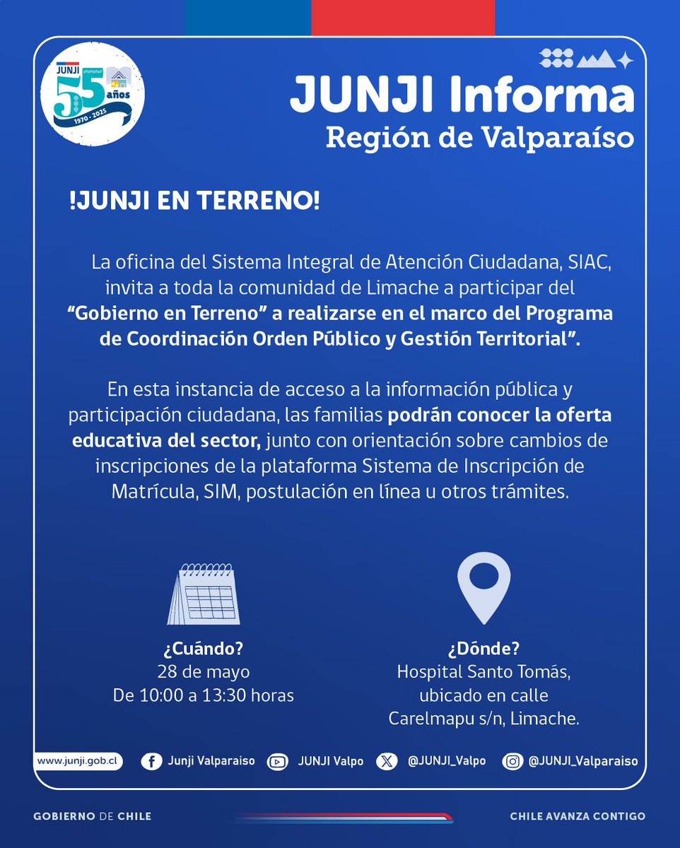 📢 A la comunidad de Limache❗️
Nos encontraremos respondiendo dudas, consultas y entregando nuestra oferta educativa en la Provincia.

¡Nos vemos!