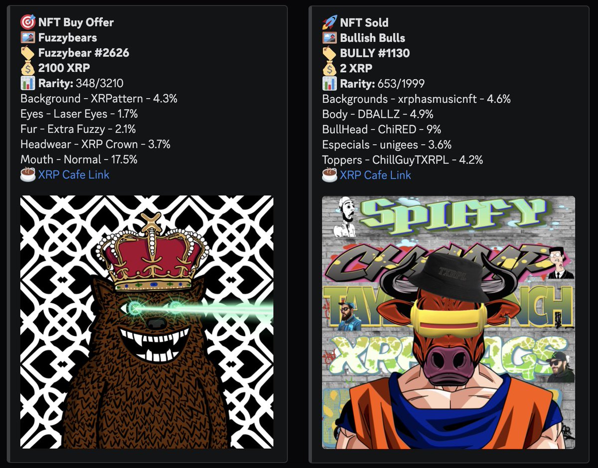 RiptardNFTBot's tweet image. Rarity now displays for Fuzzybears and TXRPL BULLISH Bulls 🛠️

We received a bug report this morning that rarity was not loading for Bullish Bulls. It turns out this issue also affected Fuzzybears and other collections. It should now be fixed!