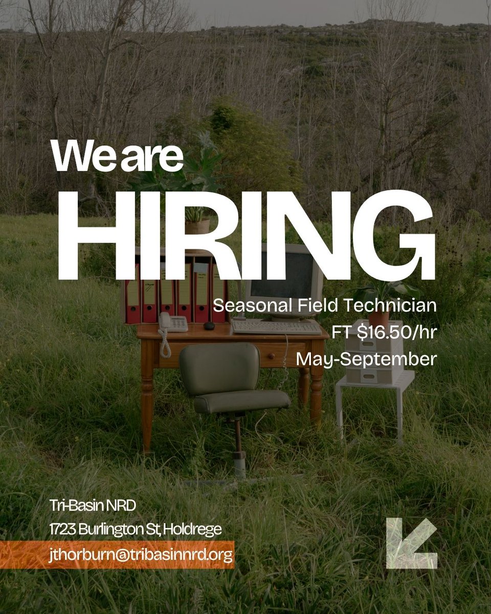 Tri-Basin NRD (@tri_basin_nrd) on Twitter photo Do you enjoy working outside? If so, apply
now!
Mowing, Weed Spraying, Minor Maintenance, Water
Sampling.
Send background to jthorburn@tribasinnrd.org or stop
by the office! Do you enjoy working outside? If so, apply
now!
Mowing, Weed Spraying, Minor Maintenance, Water
Sampling.
Send background to jthorburn@tribasinnrd.org or stop
by the office!