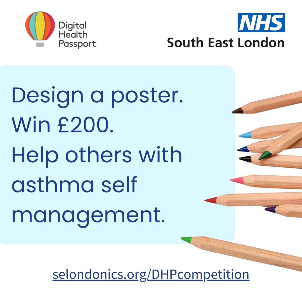 🎨 Calling all young creatives in south east London!

Help design the new Digital Health Passport for #AskAboutAsthma week.
Your artwork could inspire thousands living with asthma.

Enter now: selondonics.org/DHPcompetition

#DHPPosterComp
