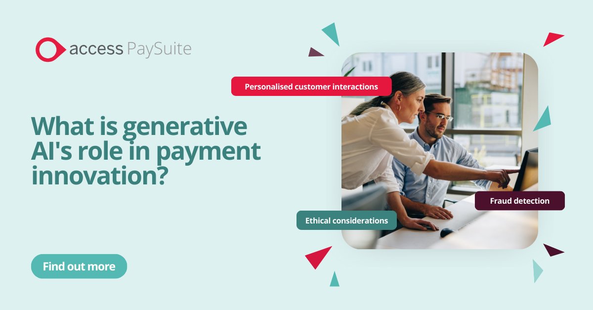 💡 Generative AI is reshaping payments, enabling smarter products, automated decisions, and personalised experiences. Explore its transformative role in our latest blog 🔗 ow.ly/PfAl50VXKqy 

 #GenerativeAI #AIInFinance #AccessPaySuite  #PaymentsInnovation
