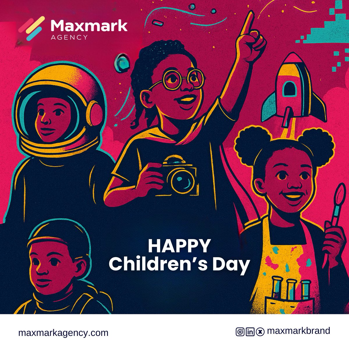maxmarkhq's tweet photo. At Maxmark, we celebrate the fearless imagination of every child—the future creators, innovators &amp; changemakers.

Today, we honor their dreams and the loud, limitless energy they bring.

Happy Children’s Day 💫
#LetThemDreamLoud | #MaxmarkAgency | #ChildrensDay2025 https://t.co/4MKaXTmcPk