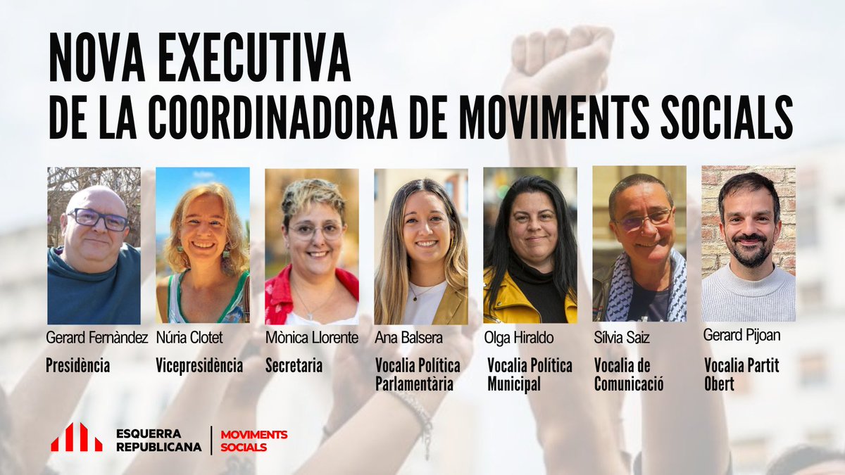 ERC Moviments Socials (@erc_moviments) on Twitter photo Nova executiva, nou impuls! Des de la Coordinadora de Moviments Socials d'<a href="/Esquerra_ERC/">Esquerra Republicana</a> encetem una nova etapa amb l’elecció de la nova executiva.
Assumim el repte amb responsabilitat i compromís per seguir enfortint els vincles amb els moviments socials i l'activisme del país! Nova executiva, nou impuls! Des de la Coordinadora de Moviments Socials d'<a href="/Esquerra_ERC/">Esquerra Republicana</a> encetem una nova etapa amb l’elecció de la nova executiva.
Assumim el repte amb responsabilitat i compromís per seguir enfortint els vincles amb els moviments socials i l'activisme del país!