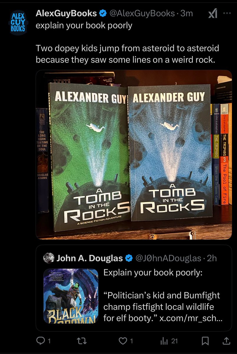 AlexGuyBooks's tweet image. I write Urban Fantasy that blends Raymond Chandler & Joe Abercrombie.
But what made me know I wanted to write is this short scifi. I started with a simple thought: what if a road trip story like Stand By Me or Huck Finn was set in space.