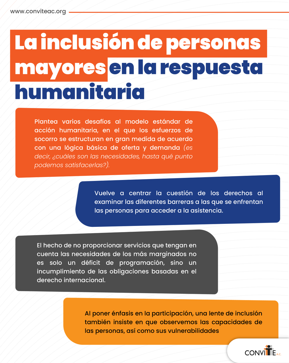 conviteac's tweet photo. En Convite abogamos por una efectiva inclusión de las personas mayores dentro de la respuesta humanitaria, es por ello que hacemos parte del Grupo de Edad y Personas con Discapacidad dentro de la arquitectura humanitaria, desde allí impulsamos acciones y posicionamos mensajes para que las necesidades específicas de las personas mayores, sean abordadas de manera diferenciada dentro de la respuesta. #SomosConvite #PersonasMayores