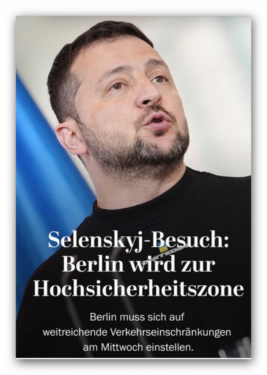 Die Berliner sollten am Mittwoch alle mal geschlossen zuhause bleiben!
Wer will diesen Clown schon hier haben!

Da kommt die wandelnde PR-Maschine Selenskyj am Mittwoch nach Berlin, und unsere Politiker können es kaum erwarten, ihm den roten Teppich auszurollen! Dieser