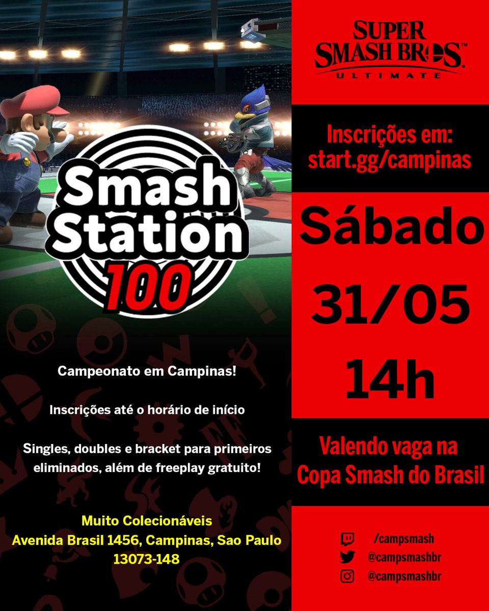 É ESSE SÁBADO!

As inscrições para o nosso campeonato de número 100 já estão abertas! Venha concorrer a uma vaga na Copa do Brasil e se divertir no major do interior!

start.gg/campinas