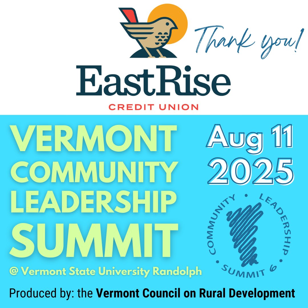 VT Council Rural Dev (@vtruraldev) on Twitter photo Thank you to <a href="/EastRiseCU/">EastRise Credit Union</a> for supporting our upcoming Community Leadership Summit! "This continues to be my favorite professional event to participate in annually. It’s empowering and inspiring and I learn so much every year." -2024 Summit participant. vtrural.org/summit Thank you to <a href="/EastRiseCU/">EastRise Credit Union</a> for supporting our upcoming Community Leadership Summit! "This continues to be my favorite professional event to participate in annually. It’s empowering and inspiring and I learn so much every year." -2024 Summit participant. vtrural.org/summit