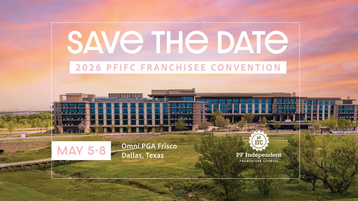 pffranchisee's tweet image. We enjoyed seeing everyone at this year’s PFIFC Franchisee Convention in Puerto Rico. Be sure to save the date for the 2026 PFIFC Franchisee Convention, May 5-8, in Dallas, Texas. #savethedate #pfifc #pfindallas