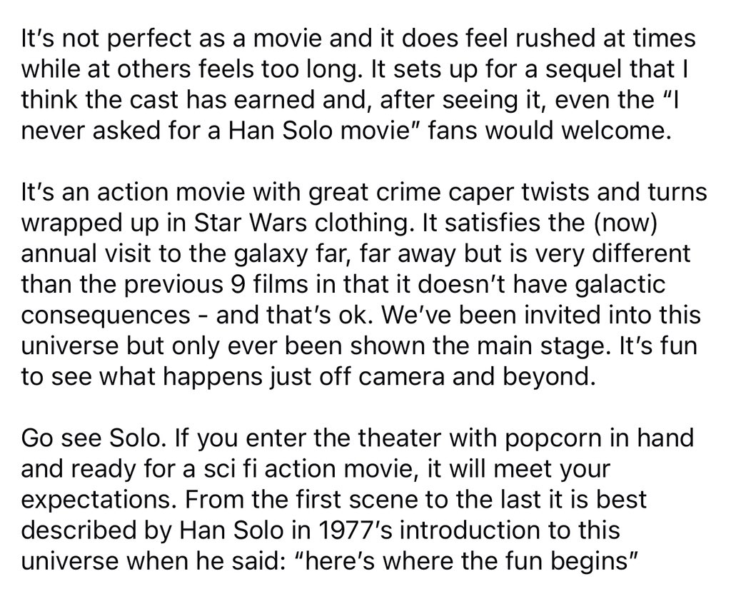 ATGcast's tweet image. Before I was podcasting, before I returned to become a #DisneyShill 😂, I wrote a quick review on Facebook about #Solo. Here it is … looks like even I wanted a #Solo2.