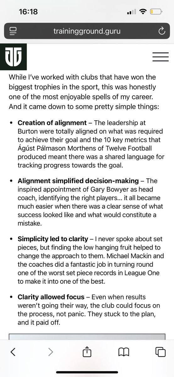 Training Ground Guru (@ground_guru) on Twitter photo How the ‘miracle on grass’ created a great escape for <a href="/burtonalbionfc/">Burton Albion FC</a>
4 key elements when <a href="/twelve_football/">Twelve football</a> & <a href="/non_linear_b/">Dom J</a> came on board:
1. Alignment, which led to…
2. Simplified decision-making, which led to…
3. Clarity, which led to…
4. Focus
trainingground.guru/how-the-miracl… How the ‘miracle on grass’ created a great escape for <a href="/burtonalbionfc/">Burton Albion FC</a>
4 key elements when <a href="/twelve_football/">Twelve football</a> & <a href="/non_linear_b/">Dom J</a> came on board:
1. Alignment, which led to…
2. Simplified decision-making, which led to…
3. Clarity, which led to…
4. Focus
trainingground.guru/how-the-miracl…