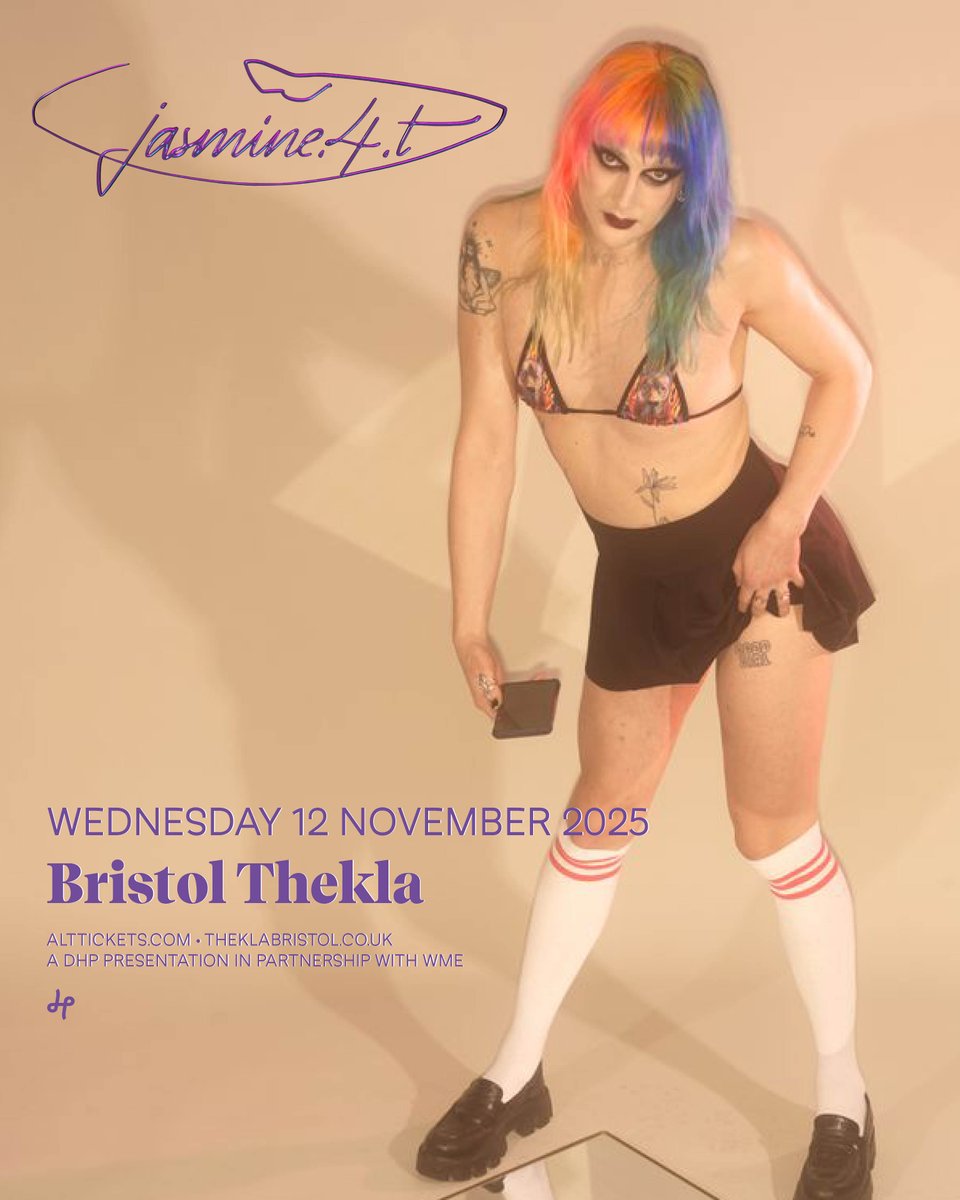 DHP Family (@dhpfamily) on Twitter photo After two amazing sets at Dot To Dot this weekend, jasmine.4.t returns to Bristol on 12th November to take to the stage at <a href="/theklabristol/">Thekla Bristol</a> again, this time for a headline show!
Tickets go on sale this Friday at 10am, set a reminder: tinyurl.com/bdhfh4tn After two amazing sets at Dot To Dot this weekend, jasmine.4.t returns to Bristol on 12th November to take to the stage at <a href="/theklabristol/">Thekla Bristol</a> again, this time for a headline show!
Tickets go on sale this Friday at 10am, set a reminder: tinyurl.com/bdhfh4tn