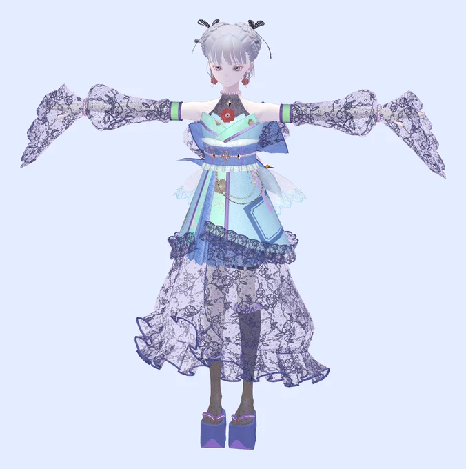 むにひめたん( )がデザイン、モデリングをワイ将の合作ポチちゃん向け衣装の進捗です 