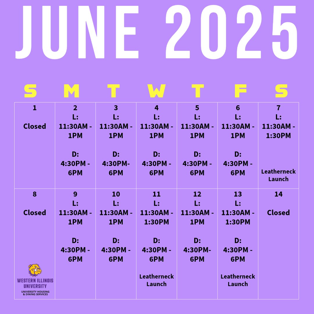 June's Week 1 &amp; 2 hours for Corbin-Olson are now available! #wiudining