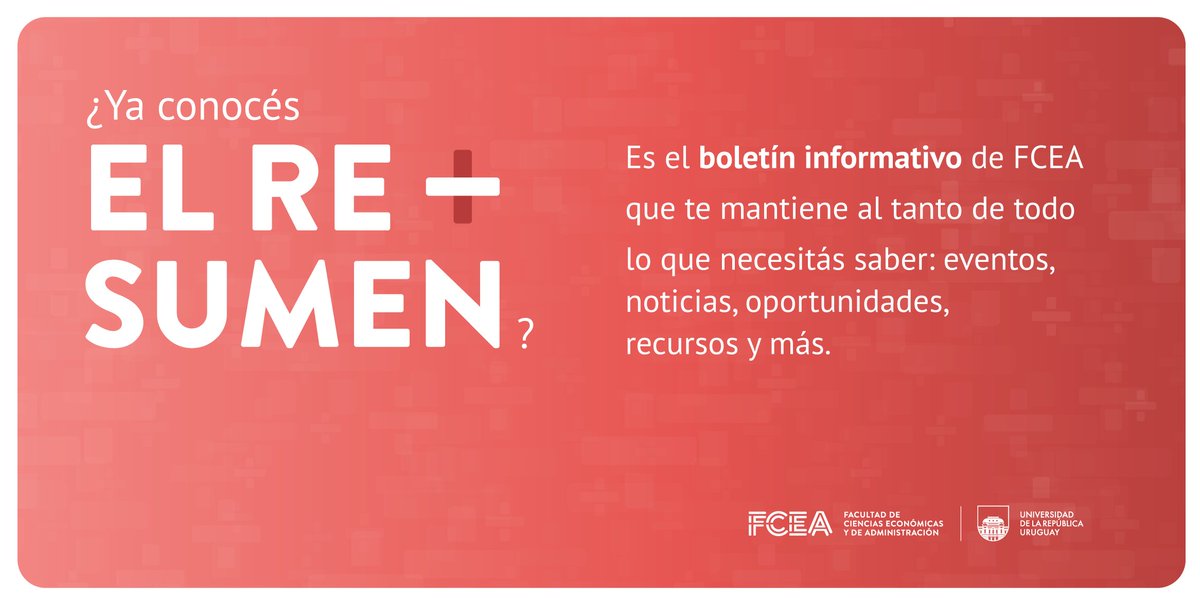 📩 ¿𝗬𝗮 𝗰𝗼𝗻𝗼𝗰𝗲́𝘀 𝗘𝗹 𝗥𝗲+𝘀𝘂𝗺𝗲𝗻?

Recibí 📚 eventos, 📰 noticias, 🎓 oportunidades, 🛠 recursos y más.

¿Lo mejor? Está pensado 𝗲𝘀𝗽𝗲𝗰𝗶𝗮𝗹𝗺𝗲𝗻𝘁𝗲 𝗽𝗮𝗿𝗮 𝘃𝗼𝘀 🤩
Te lo presentamos 👉 bit.ly/3HtqQ1K

🧵 1/3