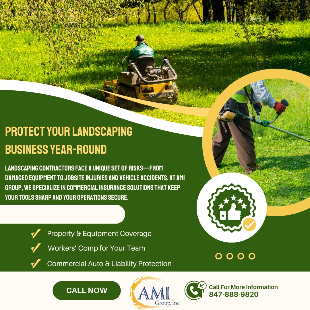 AMIGroupInc's tweet image. 🌿 Landscapers, don’t let unexpected setbacks cut into your business! 🌿

📍 Based in St. Charles | Proudly Serving Chicagoland
📞 Call Today for a Free Review: 847-888-9820
📧 Matthew@AMInsuranceGroup.com

#LandscapingInsurance #ChicagolandBusiness #ContractorCoverage