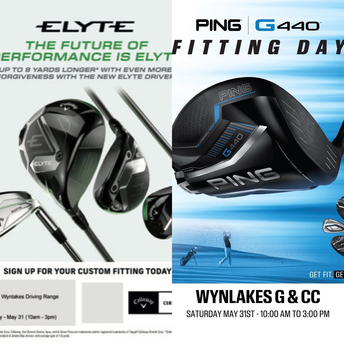 Come get fit for the newest equipment from Callaway &amp; PING this Saturday- May 31st from 10am to 3 pm!!