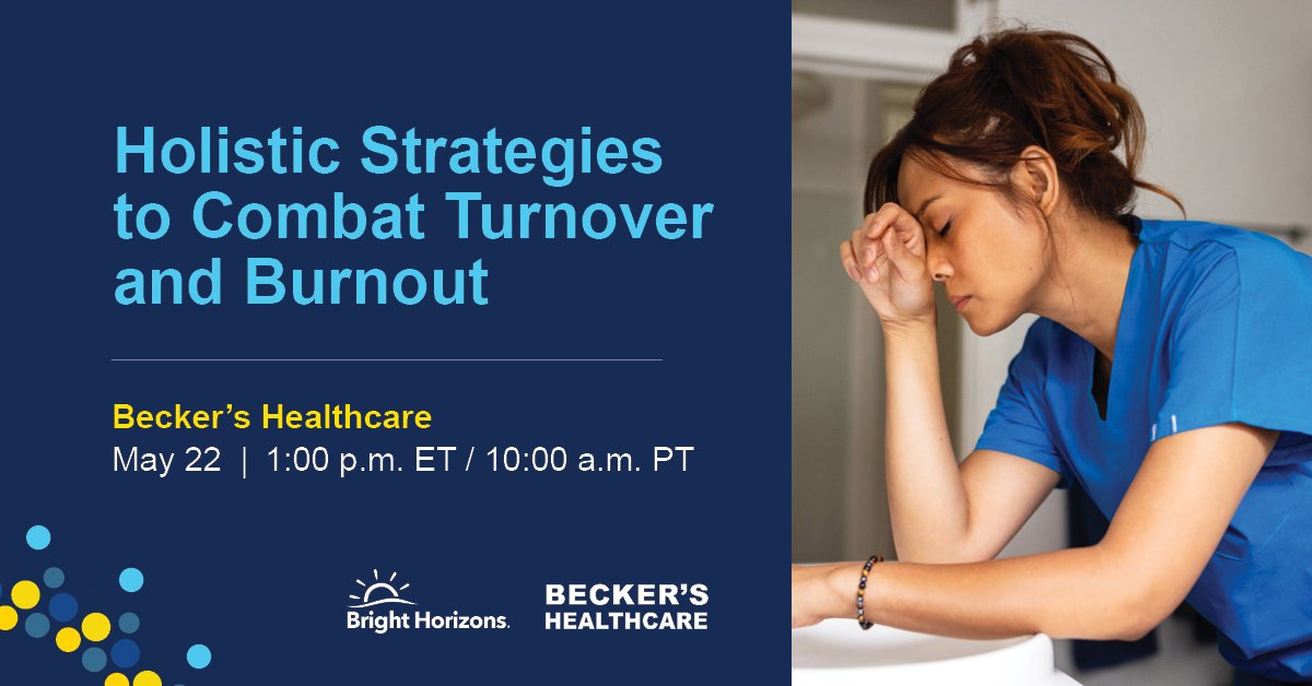Turnover continues to be a major challenge to #healthcare stability, and short-term fixes just aren't cutting it. Join this upcoming Becker's Healthcare #webinar to discover how to better support your healthcare #workforce. Register now: bh.social/44oT6fz