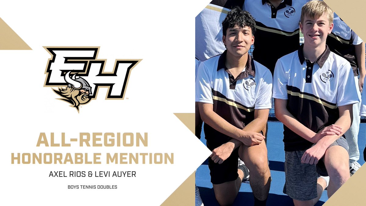 Congratulations to Axel Rios &amp; Levi Auyer on being named All-Region Honorable Mention for Boys Tennis Doubles! #EastHallTennis