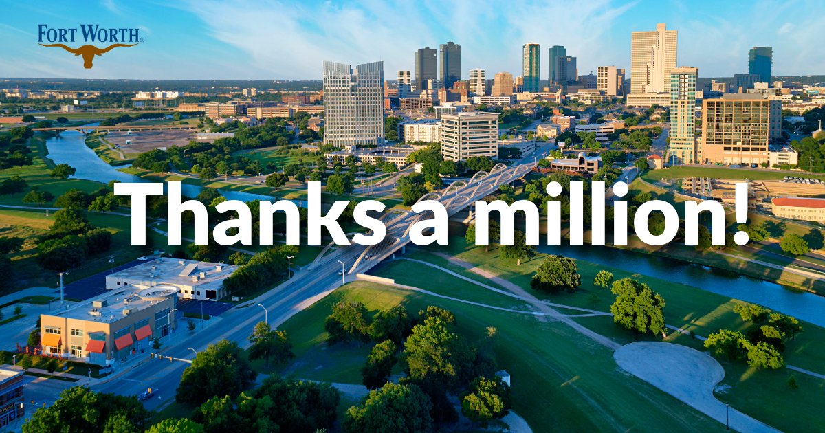 Fort Worth just became the 11th largest city in America, with a population of 1,008,106, according to the U.S. Census Bureau. Thanks a million to all who make this city great! Learn more: bit.ly/4miZsDC