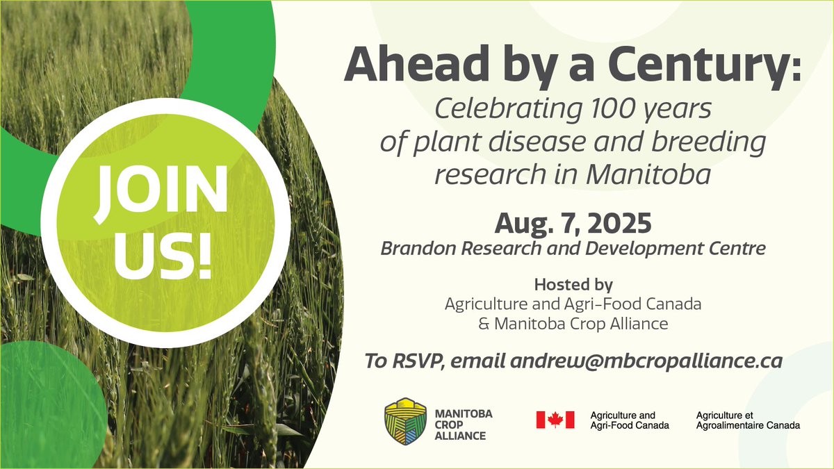 Join us and <a href="/AAFC_Canada/">AAFC Canada</a> this summer to celebrate MCA's fifth anniversary and the 100th anniversary of Manitoba's dominion rust research lab. 

Learn more: ow.ly/Uoij50VHSF0

#cdnag #westcdnag #MbAg