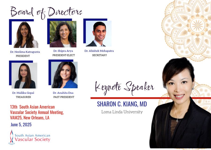 South Asian American Vascular Society (@southvascular) on Twitter photo We are looking forward to the SAAVS meeting at VAM! Excited to announce our keynote speaker, Dr. Sharon Kiang <a href="/VascularSVS/">Vascular SVS</a> We are looking forward to the SAAVS meeting at VAM! Excited to announce our keynote speaker, Dr. Sharon Kiang <a href="/VascularSVS/">Vascular SVS</a>