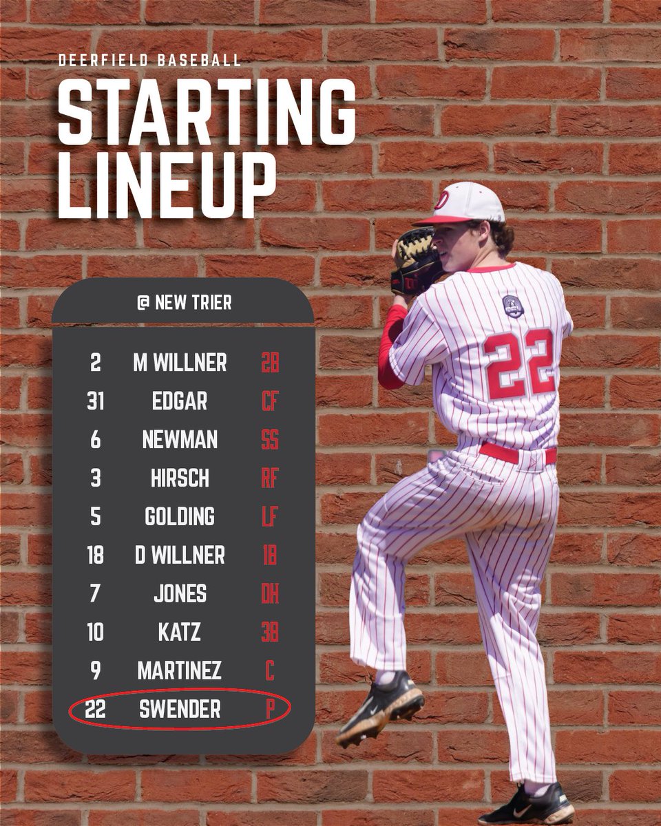 DHS Warrior Baseball (@2020dhsbaseball) on Twitter photo Hey, the lineup! ⚾️
We'll be at <a href="/NtTrevsBaseball/">New Trier Trevians Baseball</a> at 445p. 🤞🙏that the weather predictions aren't accurate and we get this one in
It's RHP Will Swender (<a href="/Will_Swender/">Will Swender</a>, 2026) on the mound. Warriors are 6-1 when Will starts this year
📍Duke Childs Field
📊bit.ly/dhs-var-2025-gc Hey, the lineup! ⚾️
We'll be at <a href="/NtTrevsBaseball/">New Trier Trevians Baseball</a> at 445p. 🤞🙏that the weather predictions aren't accurate and we get this one in
It's RHP Will Swender (<a href="/Will_Swender/">Will Swender</a>, 2026) on the mound. Warriors are 6-1 when Will starts this year
📍Duke Childs Field
📊bit.ly/dhs-var-2025-gc