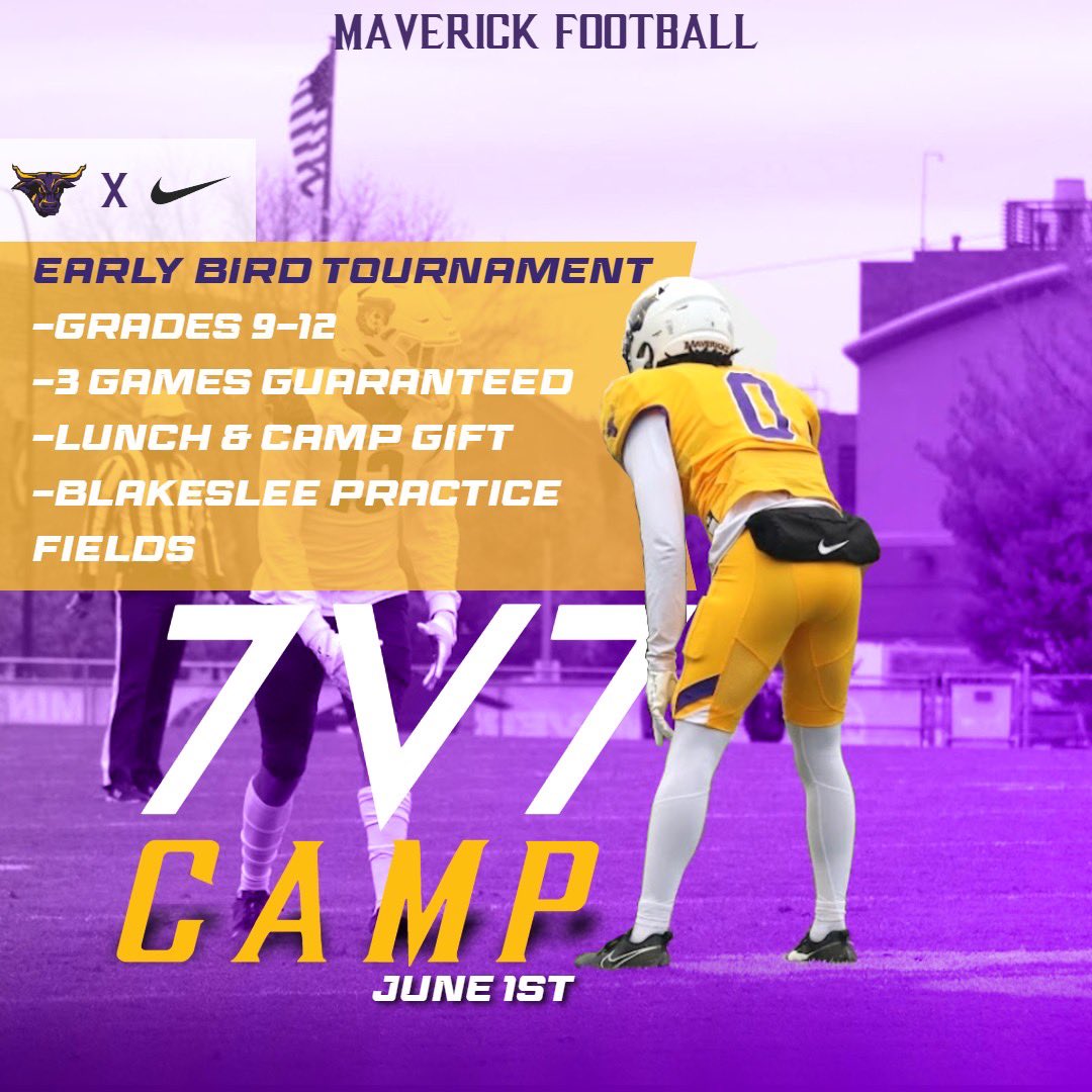 Great Opportunity this Summer!

Get signed up! 

maverickfootballcamps.com