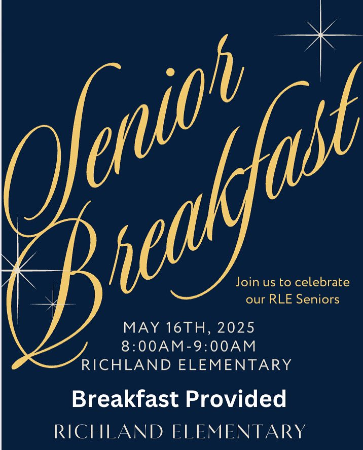 Richland Elementary (@rlerockets1) on Twitter photo Tomorrow is the RLE Senior Breakfast! The event will take place from 8:00β9:00 AM in the RLE library! Please help spread the word to all graduating seniors who once attended RLEβwe canβt wait to welcome them back and celebrate their accomplishments! π©΅πππ <a href="/billgattus/">Bill Gattus</a> <a href="/bhsstem/">Berkner High School STEM Academy</a> Tomorrow is the RLE Senior Breakfast! The event will take place from 8:00β9:00 AM in the RLE library! Please help spread the word to all graduating seniors who once attended RLEβwe canβt wait to welcome them back and celebrate their accomplishments! π©΅πππ <a href="/billgattus/">Bill Gattus</a> <a href="/bhsstem/">Berkner High School STEM Academy</a>