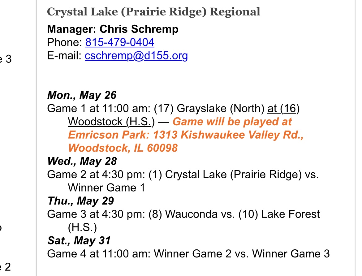 Woodstock Blue Streak Baseball (@bluestreakbsb) on Twitter photo We have adjusted our <a href="/IHSA_IL/">Illinois High School Association #IHSA</a> 3A Regional game time. Please see below. We will now host Grayslake North at 11 am. #bluepride #memorialday <a href="/JoeAguilar64/">Joe Aguilar</a> <a href="/akantecki/">Alex Kantecki</a> <a href="/dhpreps/">Daily Herald Preps</a> We have adjusted our <a href="/IHSA_IL/">Illinois High School Association #IHSA</a> 3A Regional game time. Please see below. We will now host Grayslake North at 11 am. #bluepride #memorialday <a href="/JoeAguilar64/">Joe Aguilar</a> <a href="/akantecki/">Alex Kantecki</a> <a href="/dhpreps/">Daily Herald Preps</a>