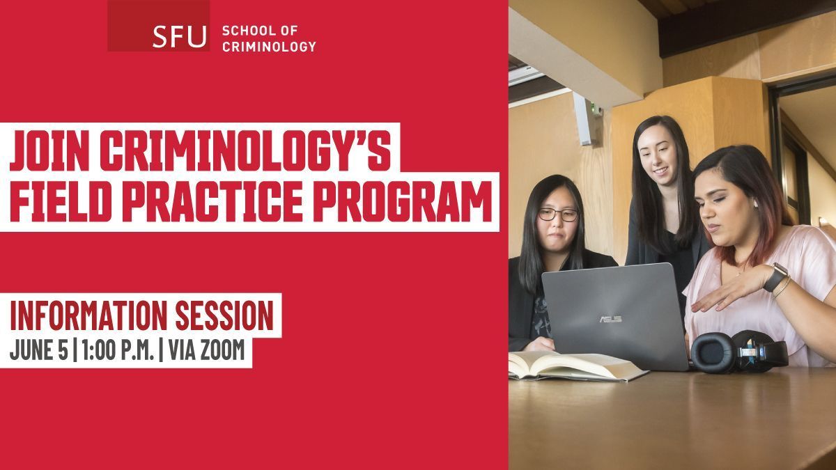 Attention CRIM students! Don't miss our upcoming info session on the Criminology Field Practice Program. Gain real-world experience in the criminal justice sector. 

Register now to secure your spot: buff.ly/sxsvQ6h 

#SFUCriminology #CriminologyFieldPracticeProgram