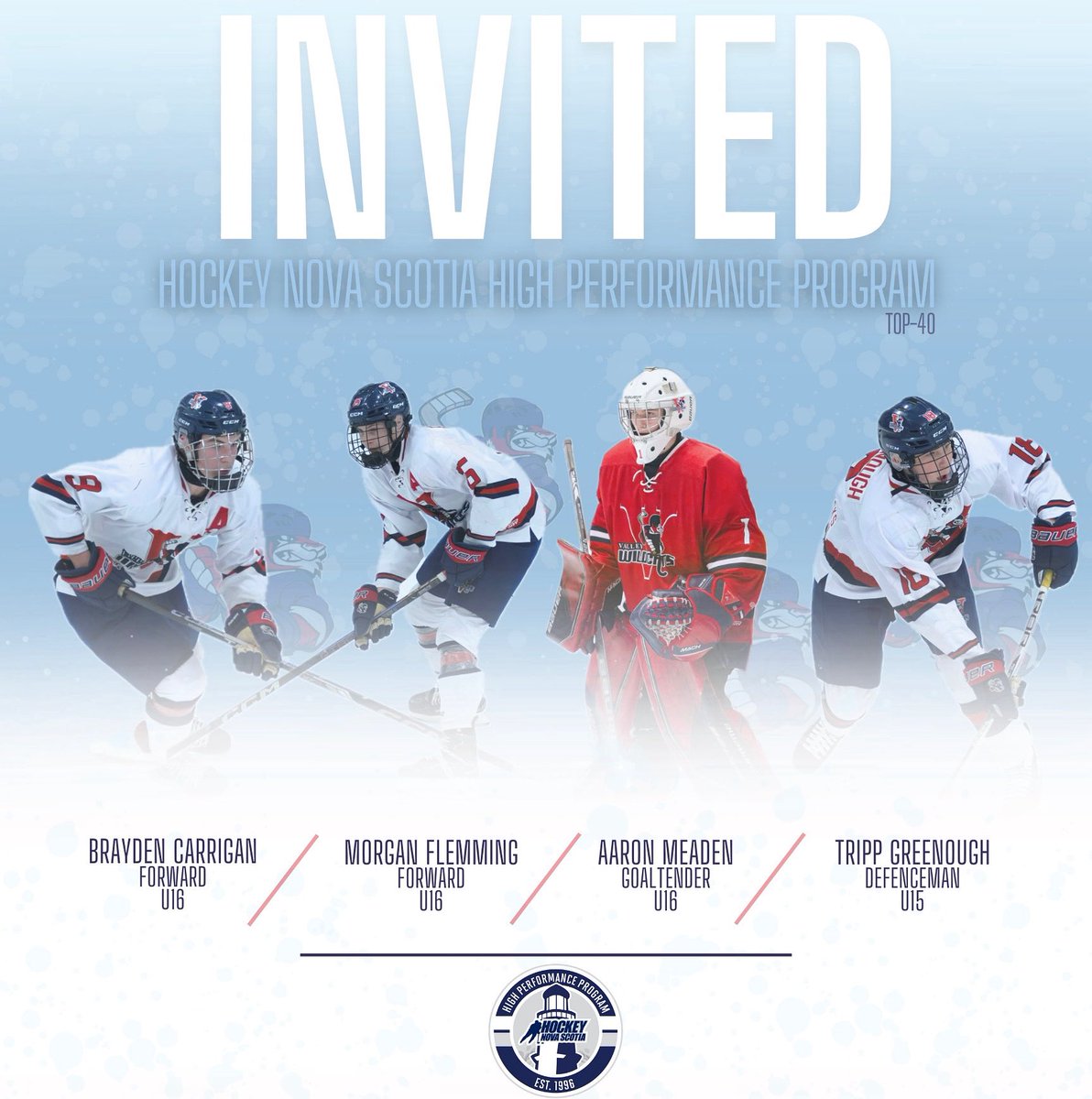 NEXT STOP: ANTIGONISH!

Congratulations to these four players from this past season’s team on being invited to participate in this summer’s Hockey Nova Scotia High Performance Camp held at St. FX University.