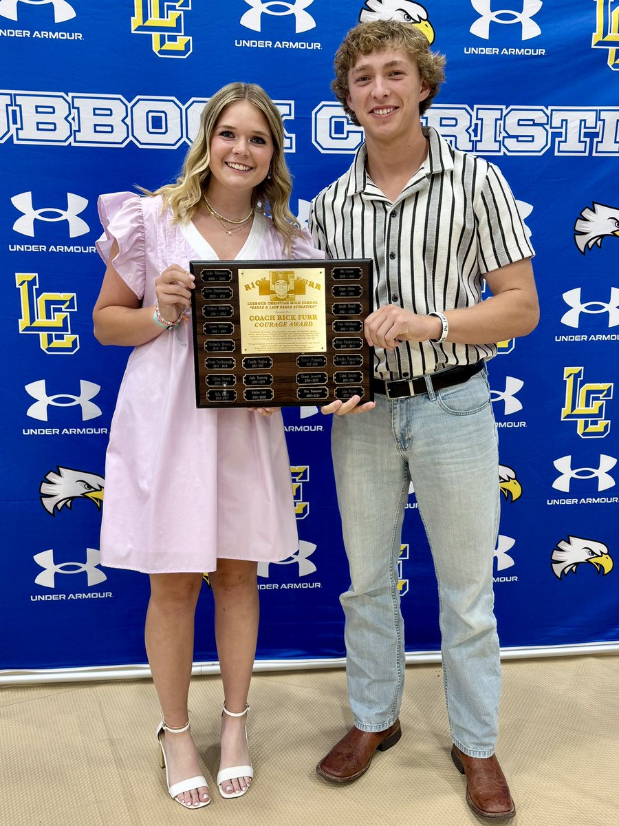 LC Athletic Department (@lchseagles) on Twitter photo โจ๐ก๐ฒ๐ฌ๐ด ๐๐พ๐ป๐ป ๐๐ธ๐พ๐ป๐ช๐ฐ๐ฎ ๐๐๐ช๐ป๐ญโจ
Emily Galbraith & Barrett Lee
This prestigious award is presented to the male and female athlete who represent the courage, dedication, heart, desire and love that exemplifies those characteristics synonymous with Coach Rick Furr. โจ๐ก๐ฒ๐ฌ๐ด ๐๐พ๐ป๐ป ๐๐ธ๐พ๐ป๐ช๐ฐ๐ฎ ๐๐๐ช๐ป๐ญโจ
Emily Galbraith & Barrett Lee
This prestigious award is presented to the male and female athlete who represent the courage, dedication, heart, desire and love that exemplifies those characteristics synonymous with Coach Rick Furr.