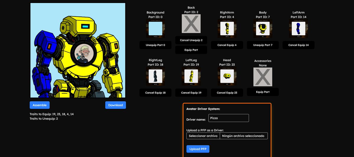 0xPizzaHat's tweet image. @BoredOnChain with their upcoming collection @SatoshiRobotics 

Onchain buildable robot kit with equippable ERC1155 robot parts 🤖 and an Avatar Driver System to set any PFP as the Driver.

#FutureIsModular