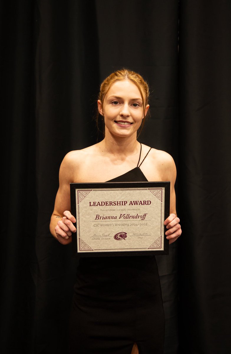 Chadron State Womens Wrestling (@cscwwrestling) on Twitter photo 2025 NESTPYS!
Team SAAC Awards voted on by their teammates!
LEADERSHIP AWARD - BRIANNA VOLLENDROFF 2025 NESTPYS!
Team SAAC Awards voted on by their teammates!
LEADERSHIP AWARD - BRIANNA VOLLENDROFF