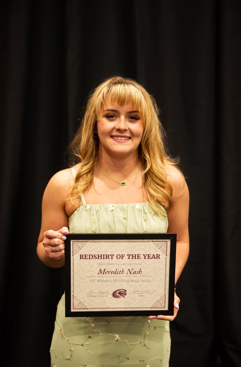 Chadron State Womens Wrestling (@cscwwrestling) on Twitter photo 2025 NESTPYS!
Team SAAC Awards voted on by their teammates!
REDSHIRT OF THE YEAR - MEREDITH NASH 2025 NESTPYS!
Team SAAC Awards voted on by their teammates!
REDSHIRT OF THE YEAR - MEREDITH NASH